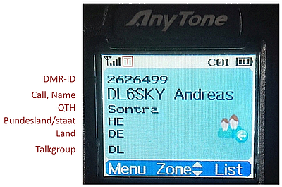 AT-D868UV Anzeige