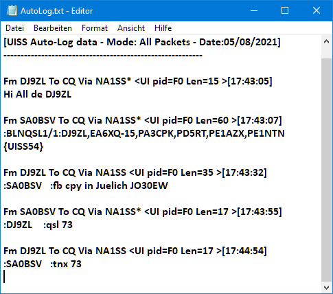 QSO over ISS log